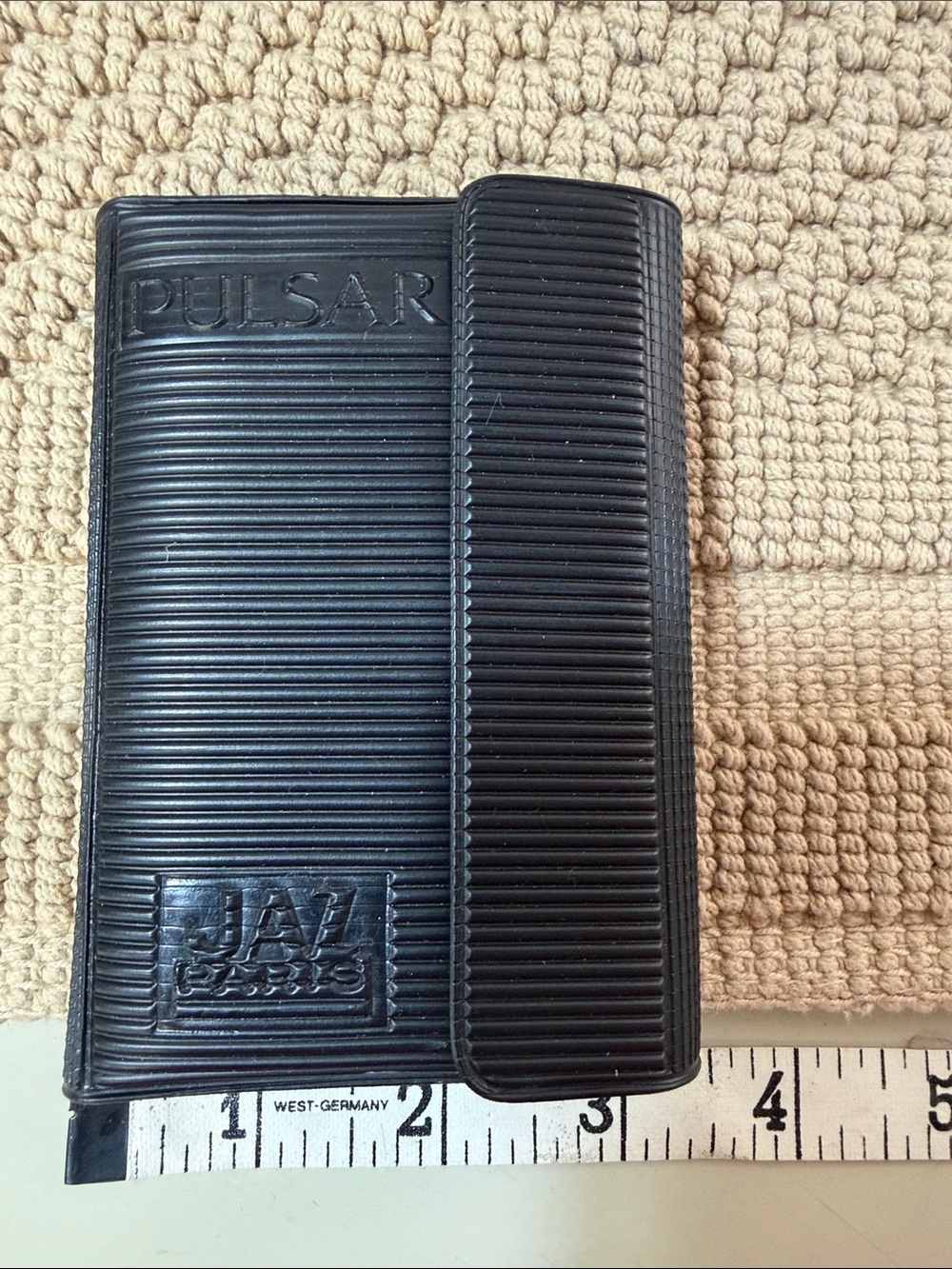Vintage JAZ Paris Pulsar Black Pocket Address Book Organizer With Pen